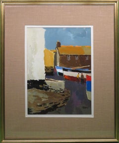 Original oil acrylic painting Mousehole Cornwall by Donald McIntyre