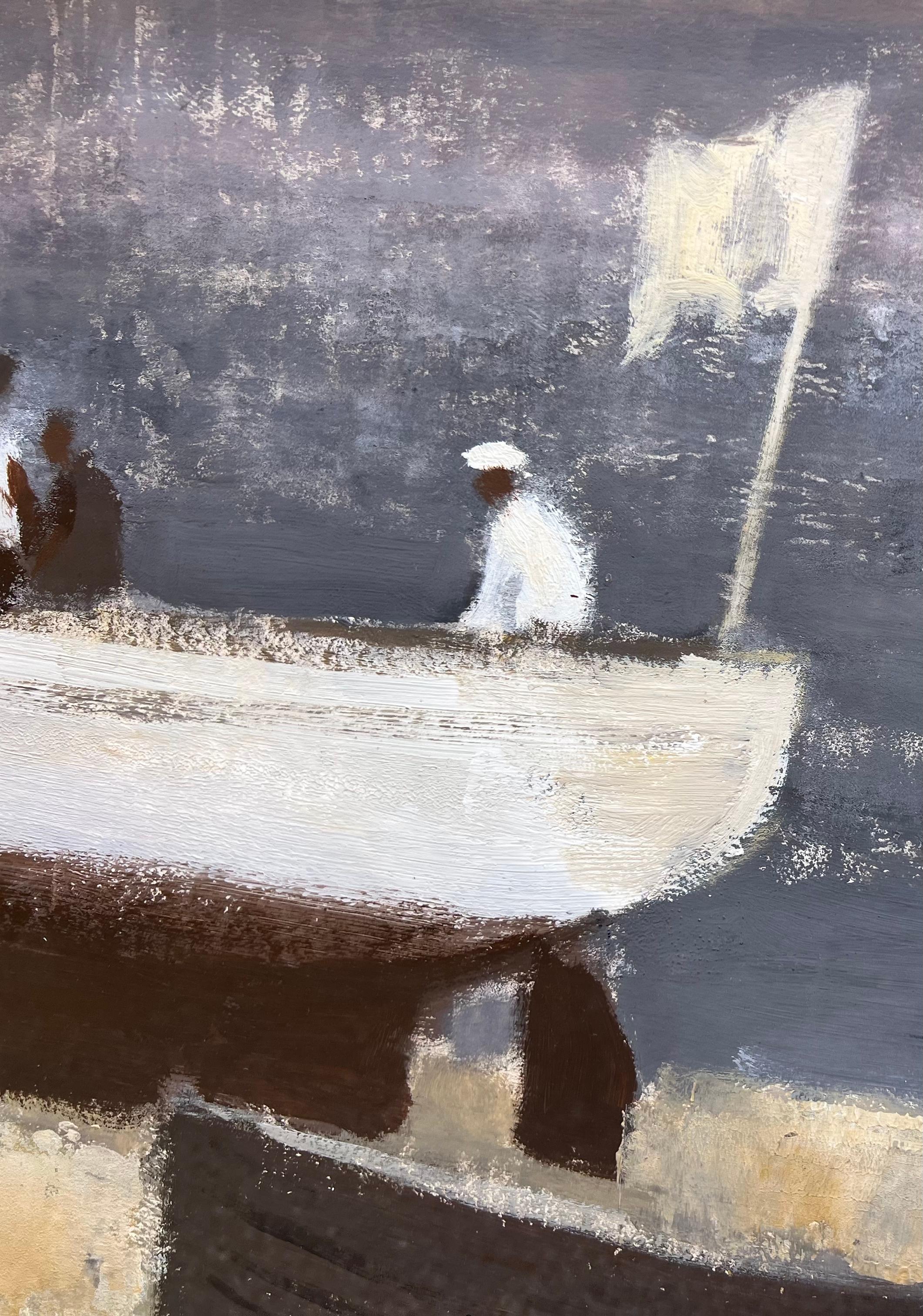 Vergnügungsboote Küstenlandschaft mit Booten, Figuren, Fischern und Strand (Post-Impressionismus), Painting, von Donald McIntyre