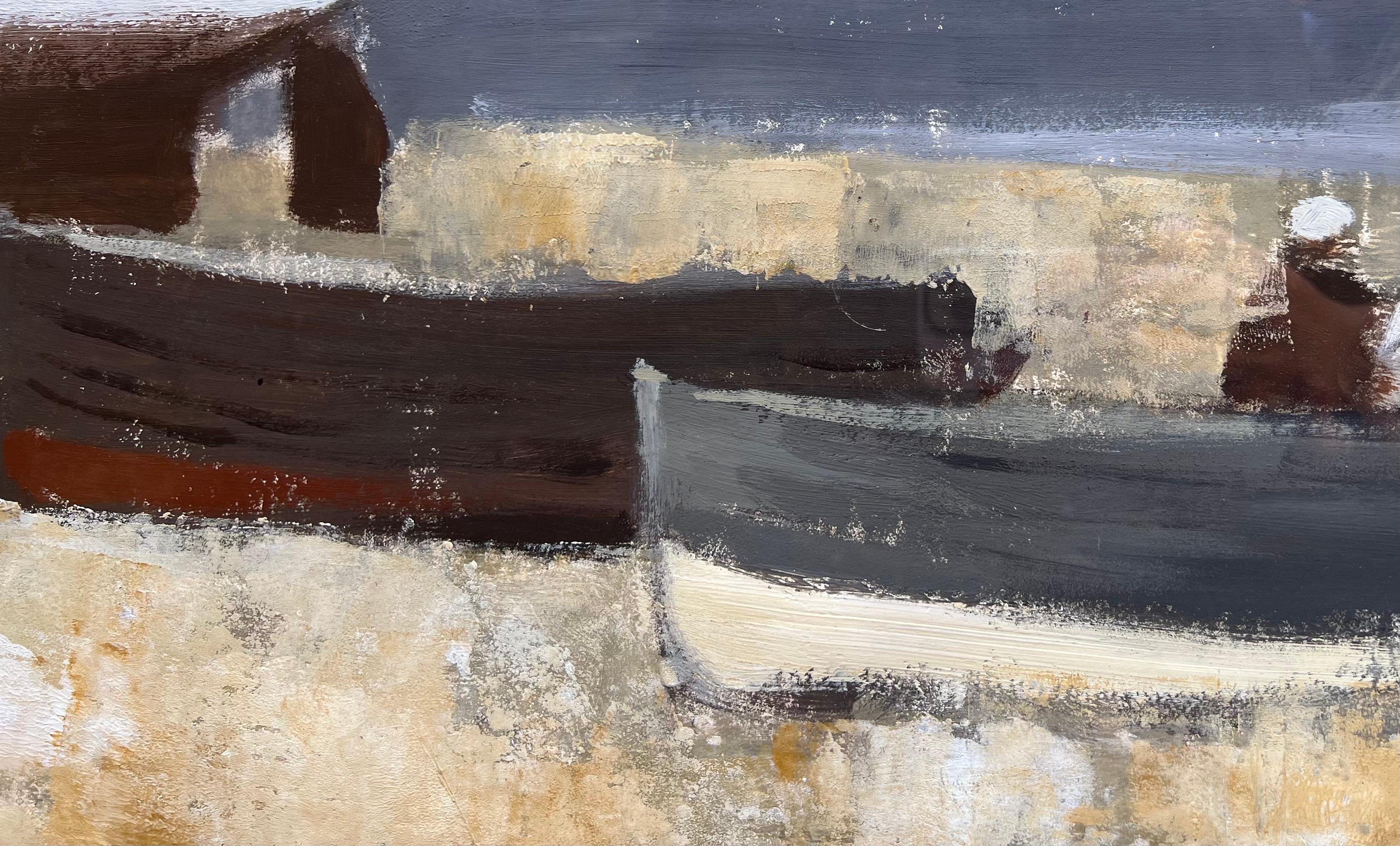 Vergnügungsboote Küstenlandschaft mit Booten, Figuren, Fischern und Strand im Angebot 1