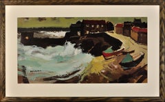 Vintage Stormy Day, Craster, Northumberland. Modern British. Scottish Colorist Tradition