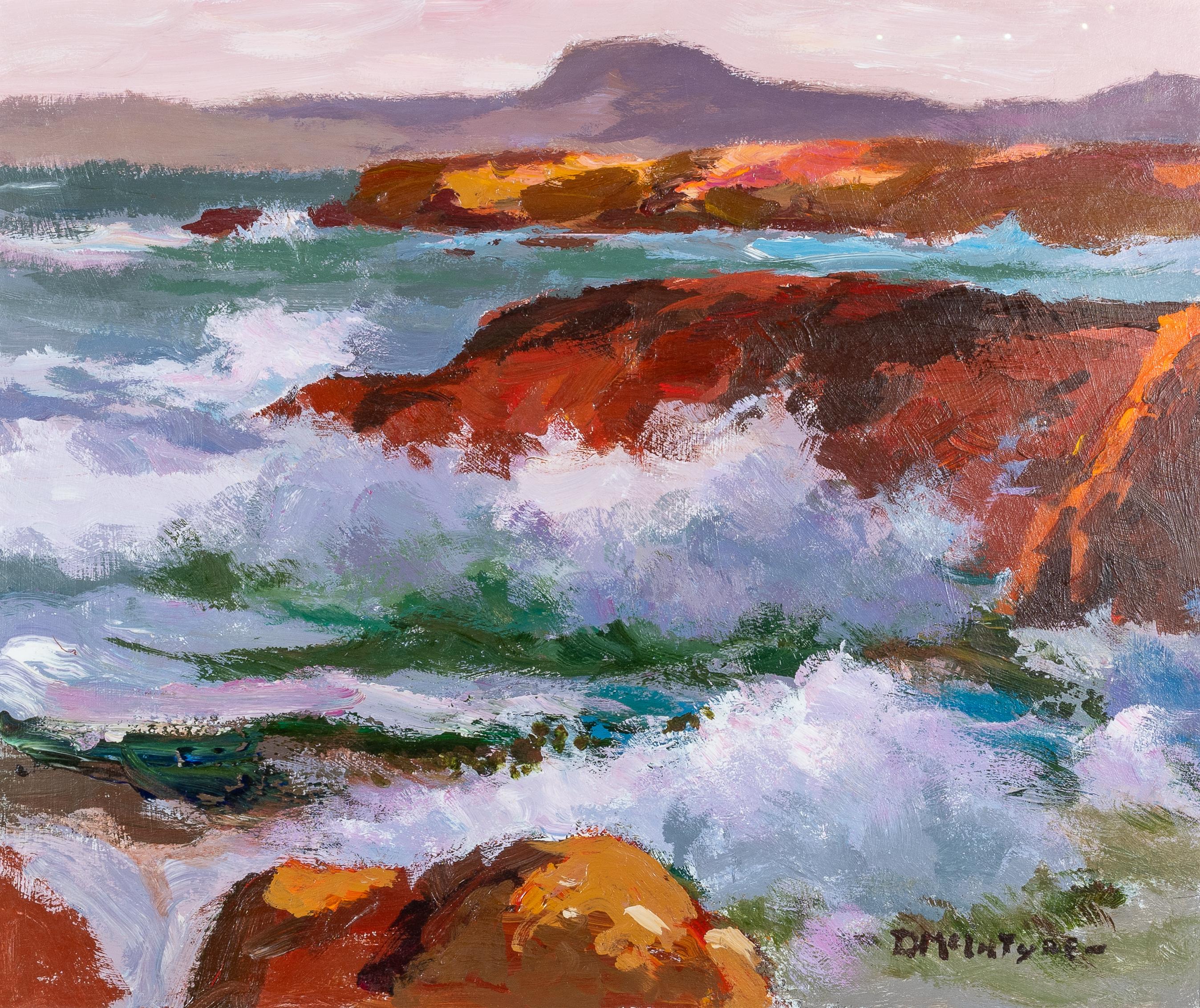 'Western Seas' 20th century painting of the scottish coastline, rocks, waves For Sale 3