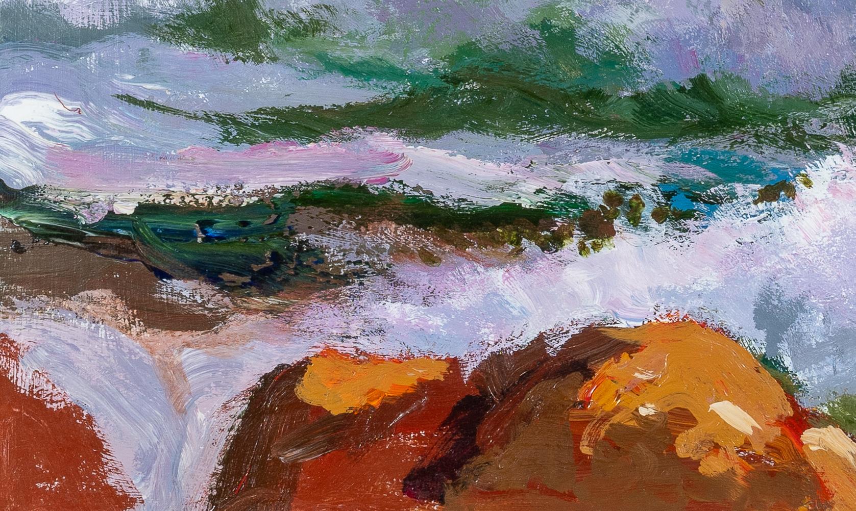 'Western Seas' 20th century painting of the scottish coastline, rocks, waves For Sale 4