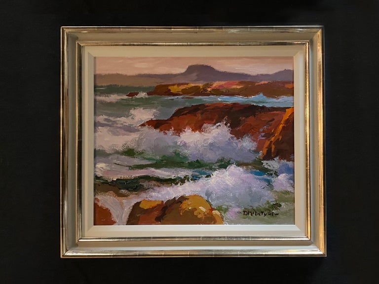 'Western Seas' a bold & colourful seascape and landscape painting of Wales - Painting by Donald McIntyre