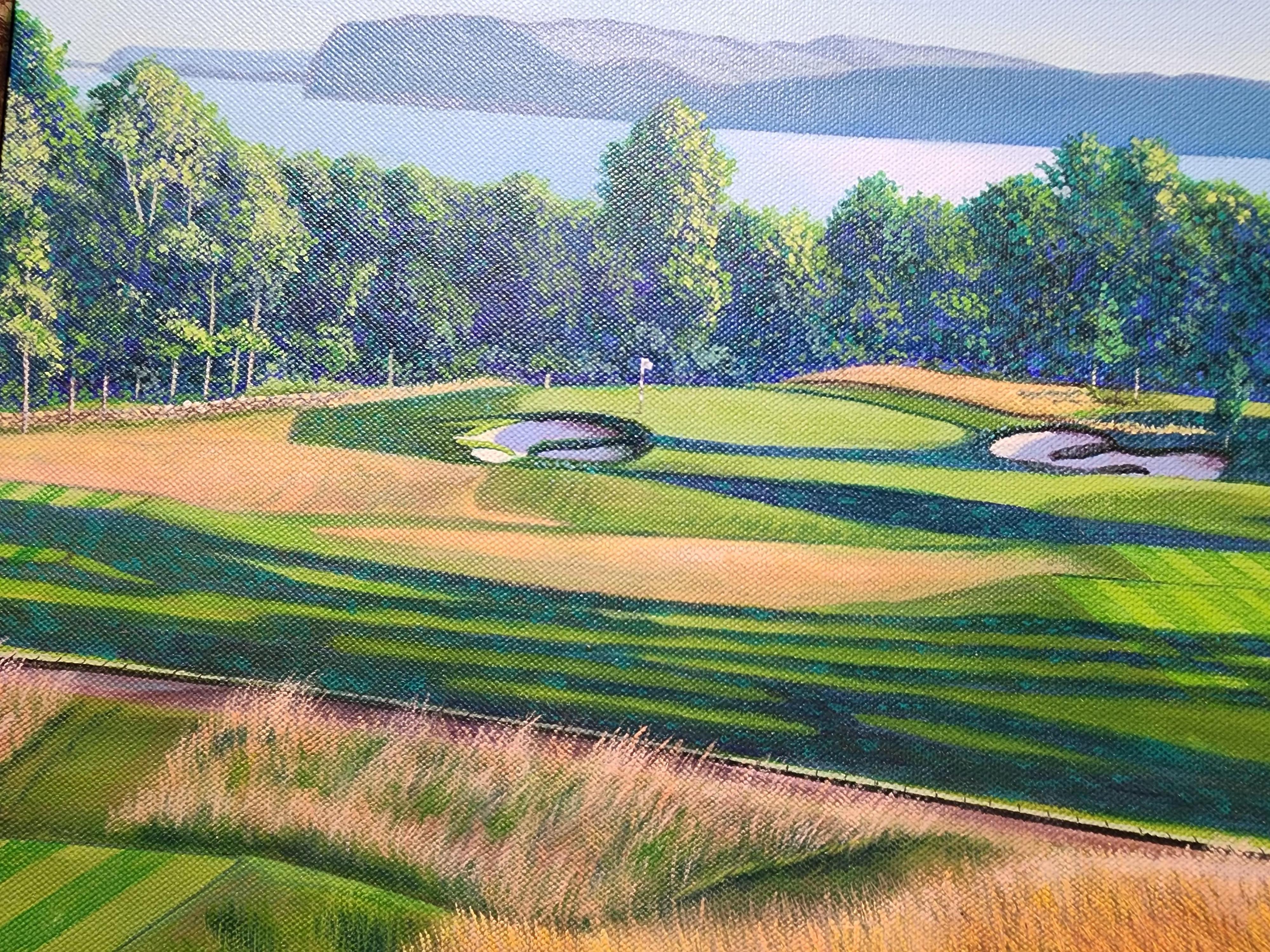 #16@ Croton on Hudson County Club - Brown Landscape Painting by Donald Moss