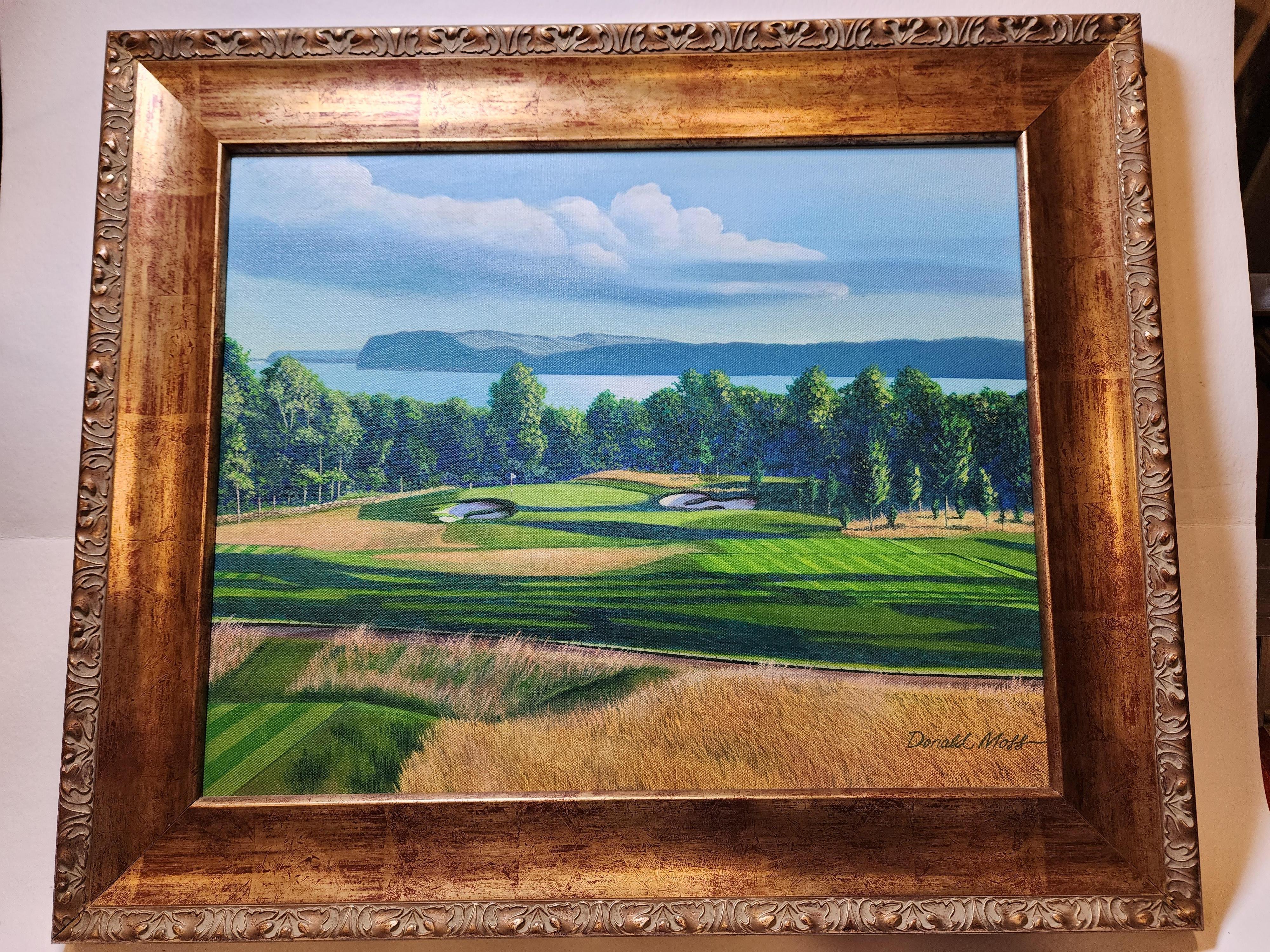 #16 Croton on Hudson County Club.
Beautifully rendered golf view by illustrator Donald Moss.
He is well known for his golf views and many have been made into offset lithographic prints.
Your chance to own an original!