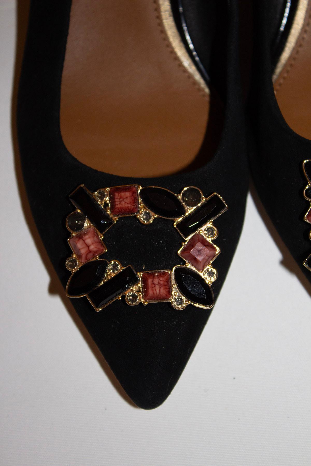 Black Donald Pliner  Shoes with Tortoise Shell Heels For Sale