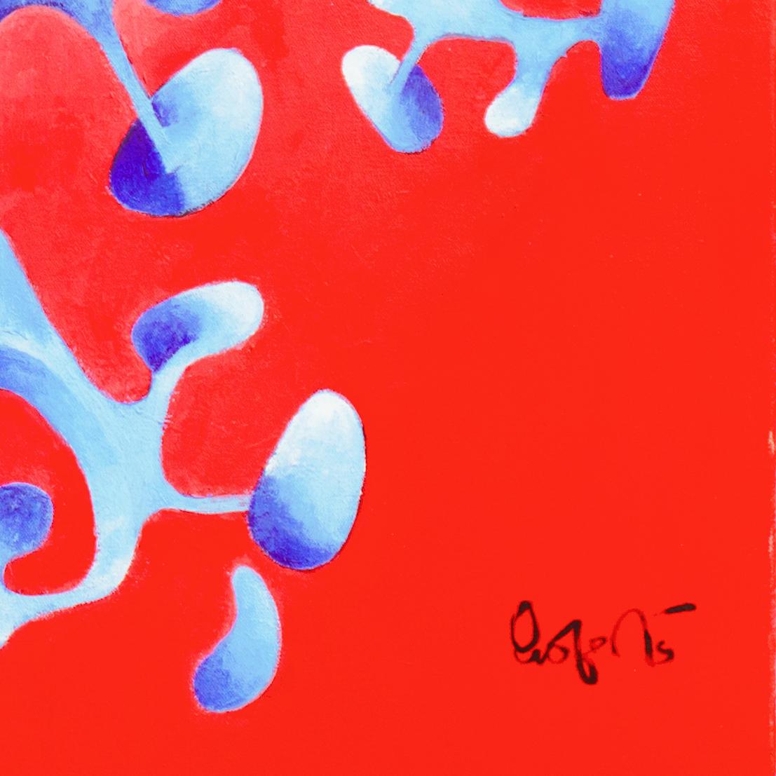 'Biomorphic Abstract, Cobalt & Red', Bay Area Oil, Rhode Island School of Design - Painting by Donald Roberts