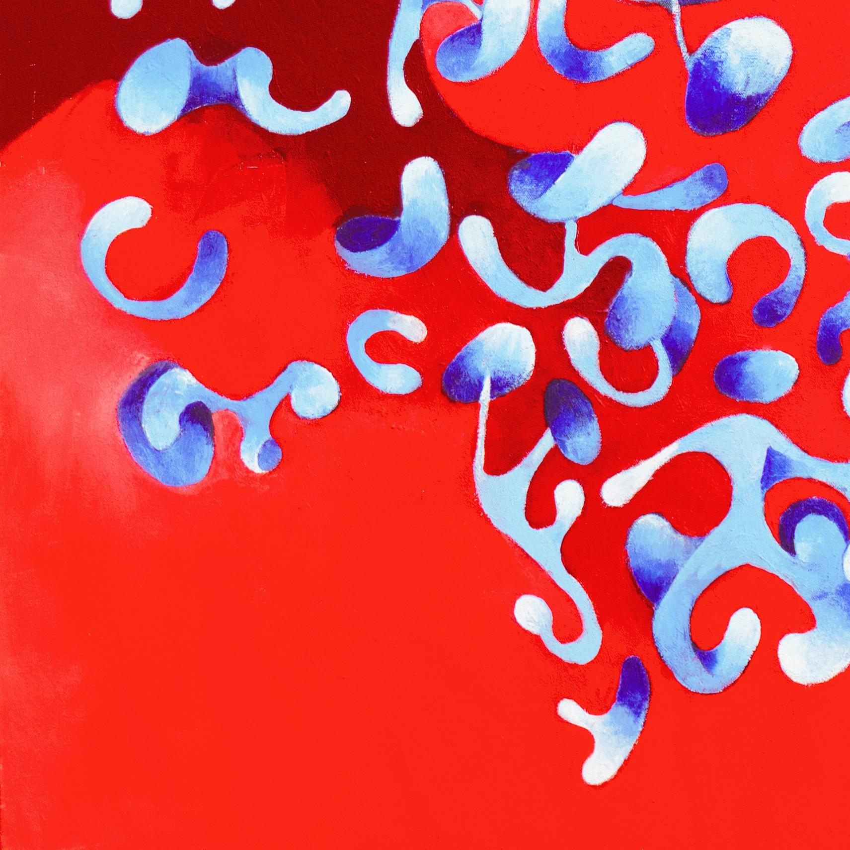 'Biomorphic Abstract, Cobalt & Red', Bay Area Oil, Rhode Island School of Design For Sale 2