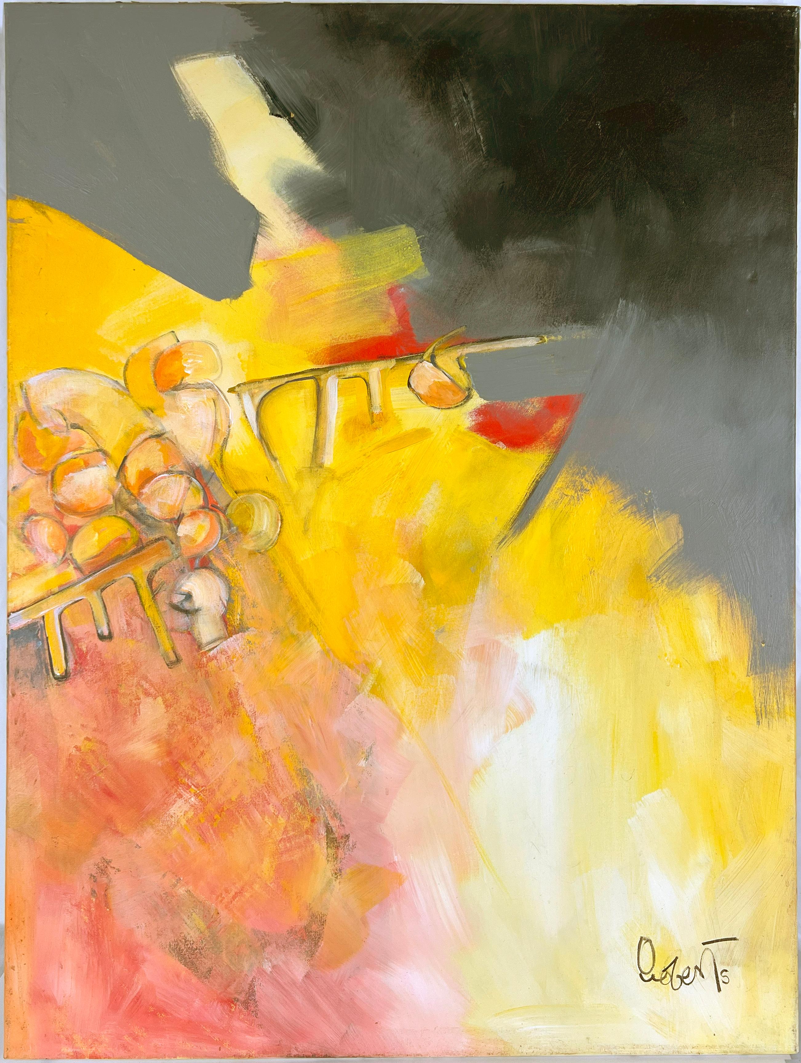 Abstract Painting di Donald Roberts - Giorno e notte Stile originale a olio di Willem de Kooning e Richard Diebenkorn
