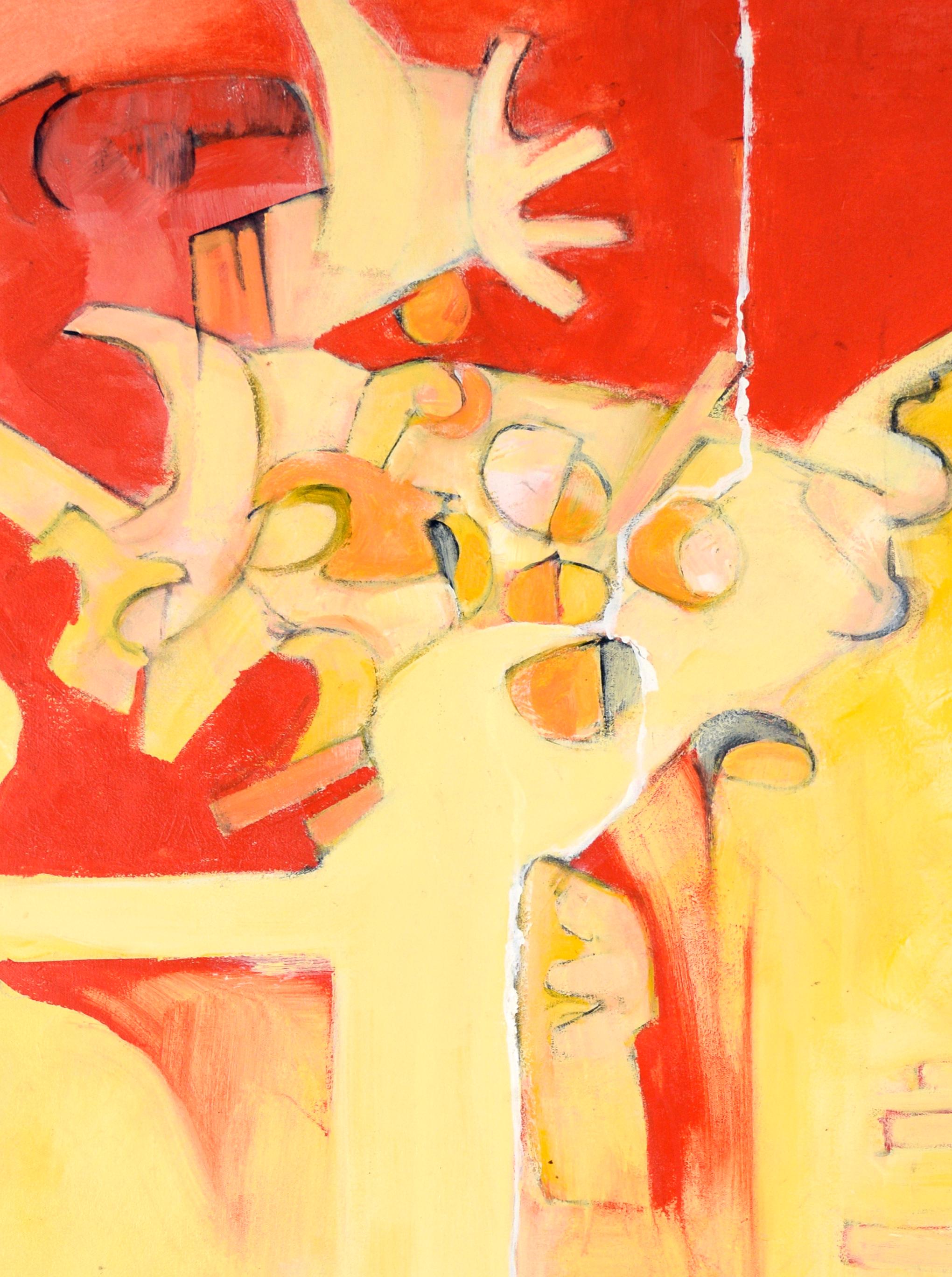 When Red Meets Yellow - Original Abstract In the Style of Diebenkorn and Rothko

Substantial abstract expressionist oil painting depicting the conjoining of red and yellow by American artist Donald Roberts (American, 1923-2015). Red takes up the top