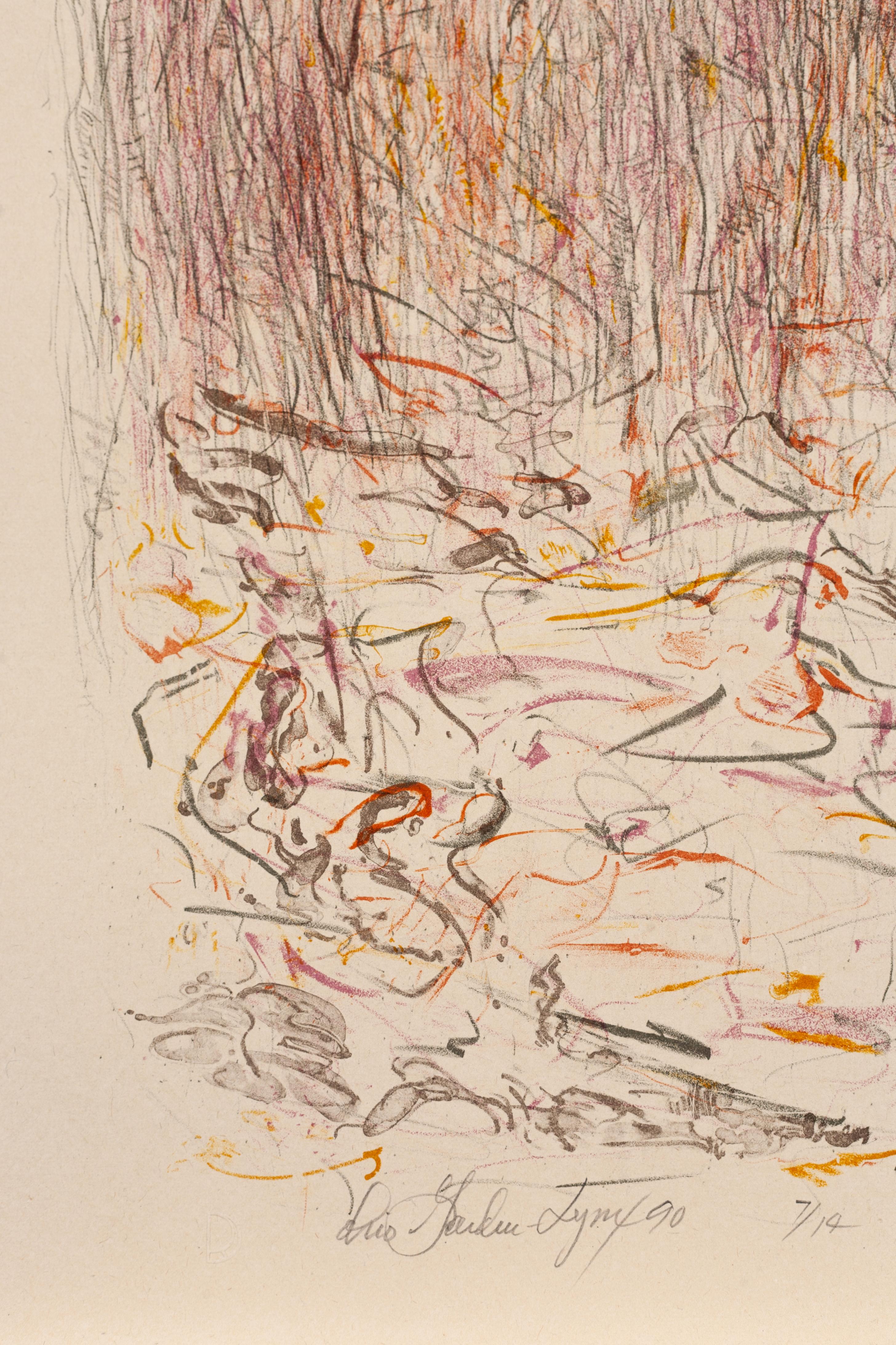 Ohio Garden Lynx - Beige Abstract Print by Donald Rohels