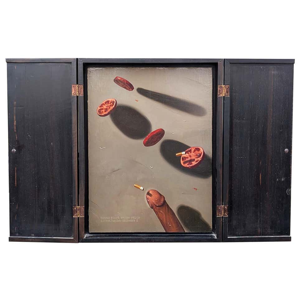 "Dangerous" Contemporary Surreal Hyper Realistic Phallus and Tomato Painting