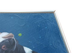 “Space Friends: Barn Trip” Modern Hyperrealist Cow & Olives Surrealist Painting