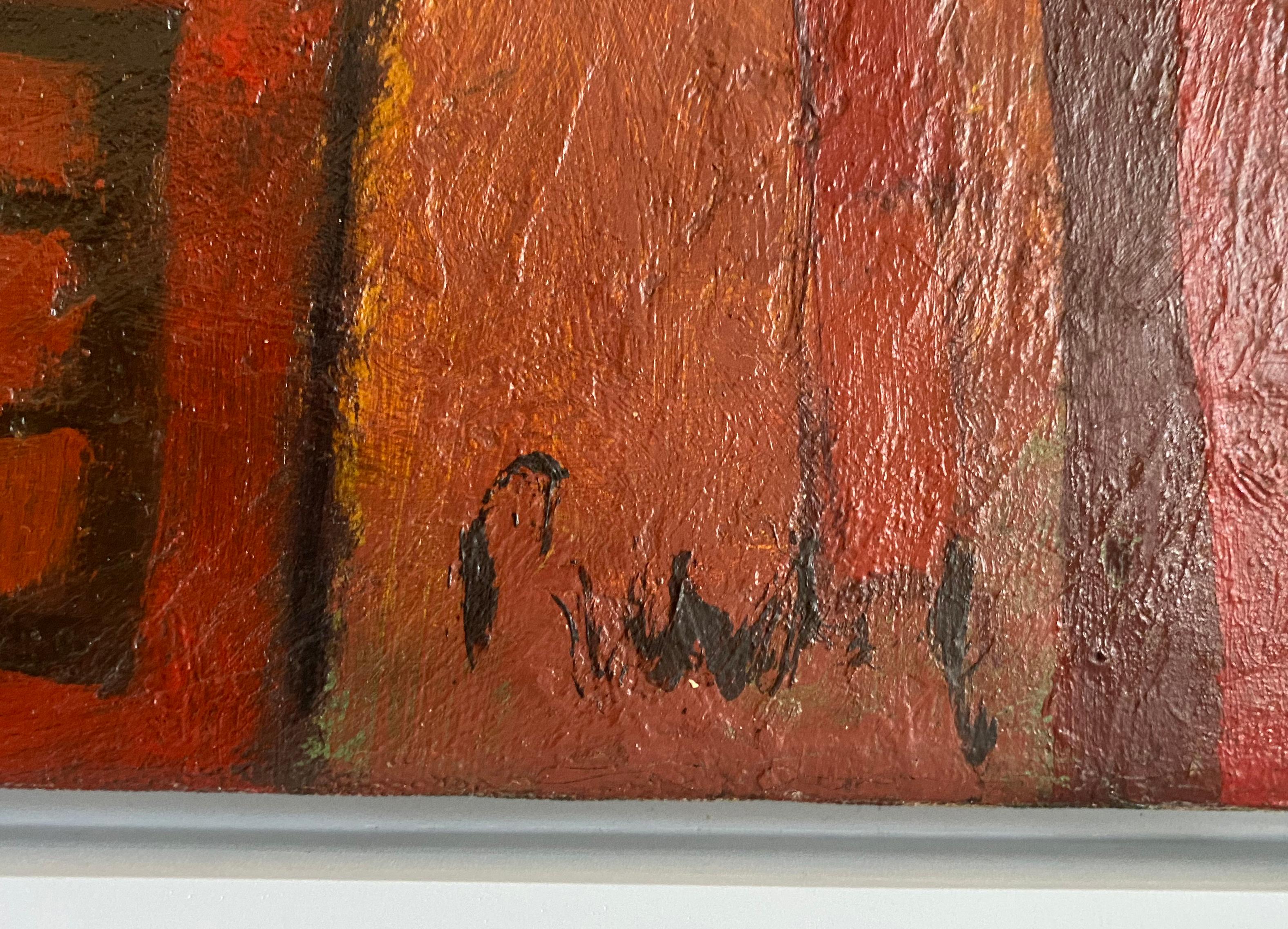 Negli anni '50 Donald Purdy abbracciò uno stile di pittura astratta che era molto diffuso all'epoca.   Questo quadro è un complemento perfetto per una stanza con mobili moderni. In City Abstraction, del 1950 circa, Purdy si è spinto quasi fino a un
