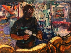 Coney Island Carousel Carver 'Woodworker' , Large Oil Painting