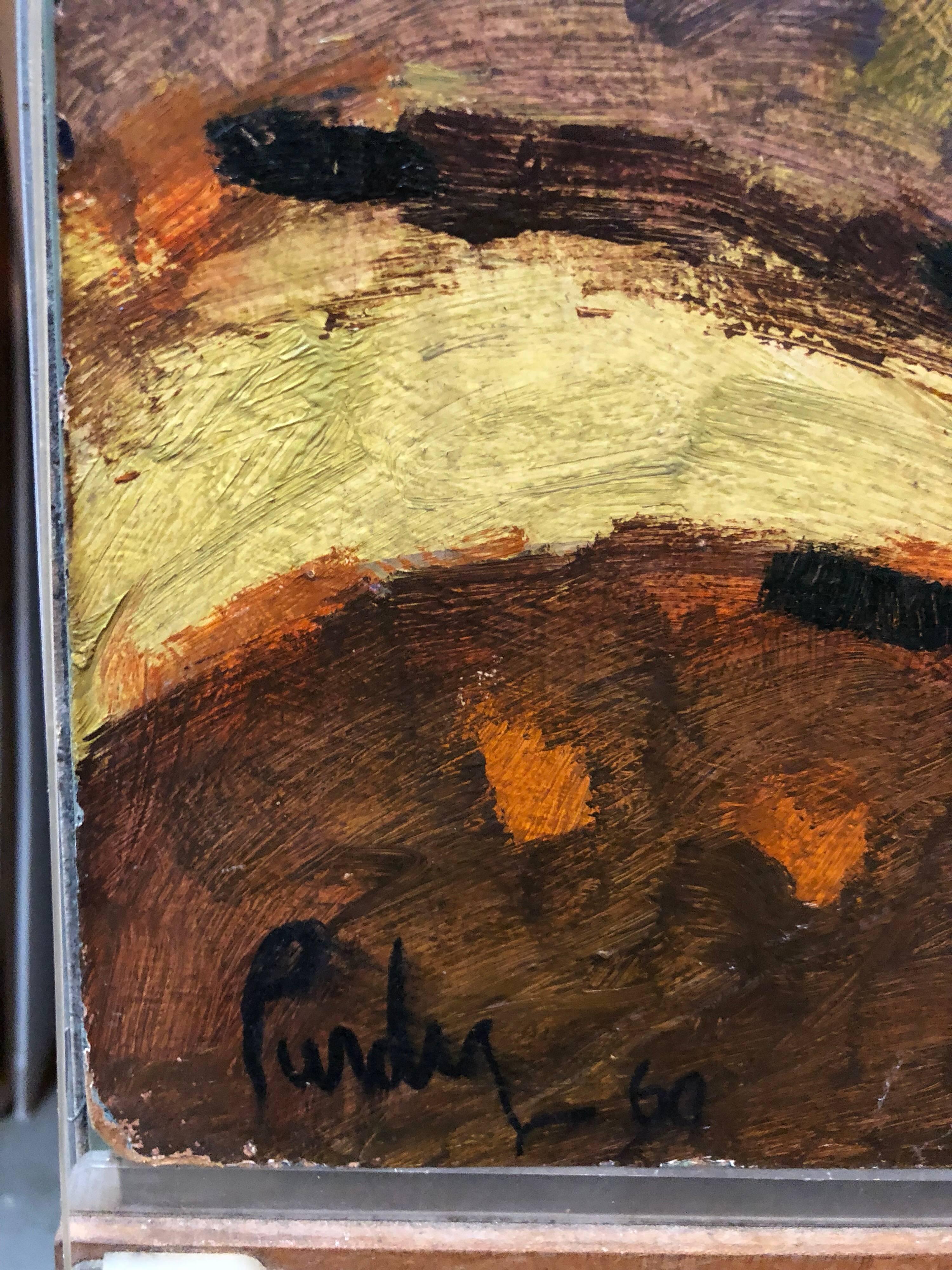 Carrusel de Coney Island Carver 'Woodworker' , Pintura al óleo grande - Painting Fauvista de Donald Roy Purdy