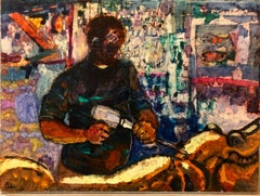 Coney Island Carousel Carver 'Woodworker' , Large Oil Painting