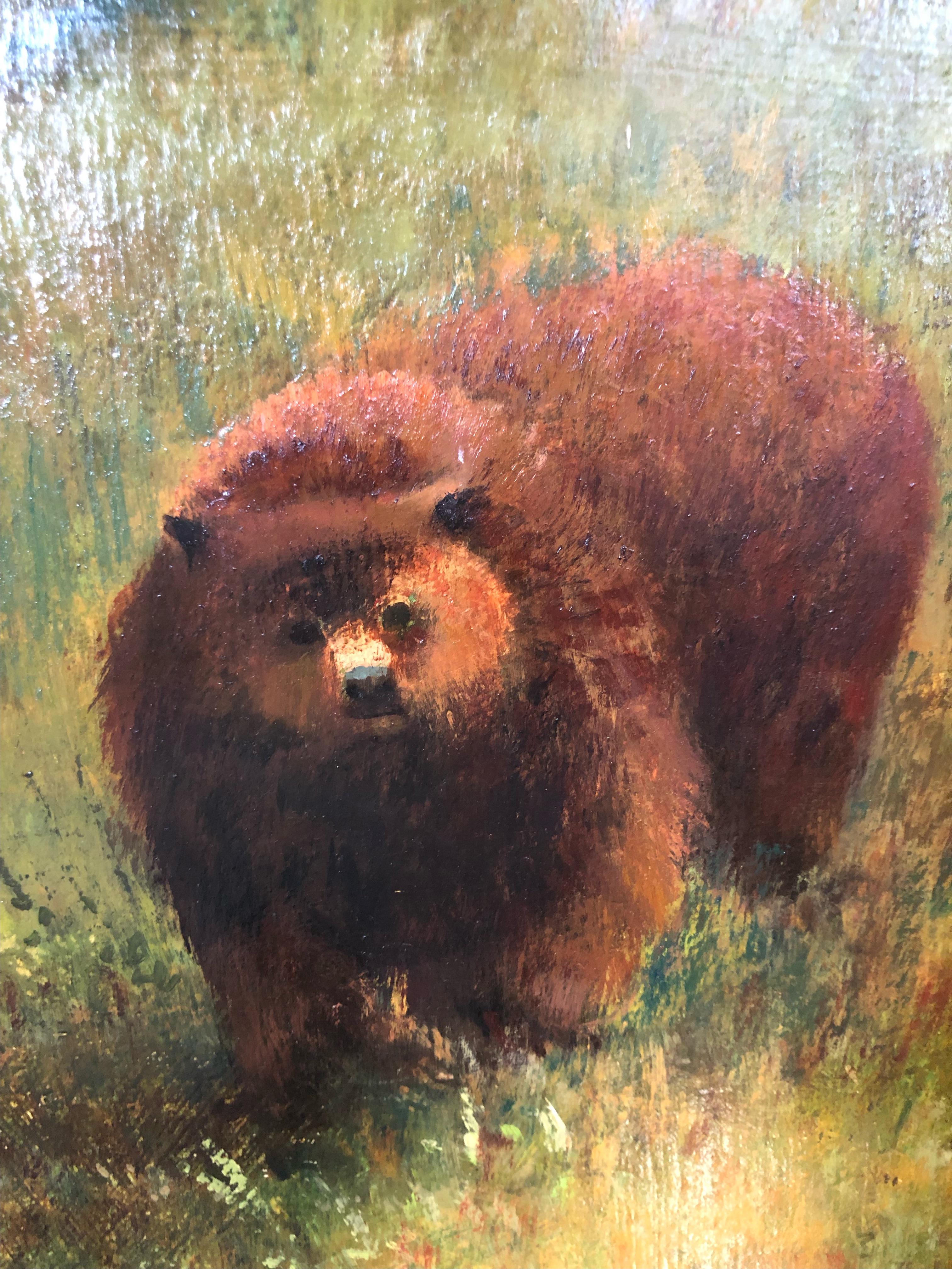 Grizzly in the Wild - American Impressionist Painting by Donald Roy Purdy
