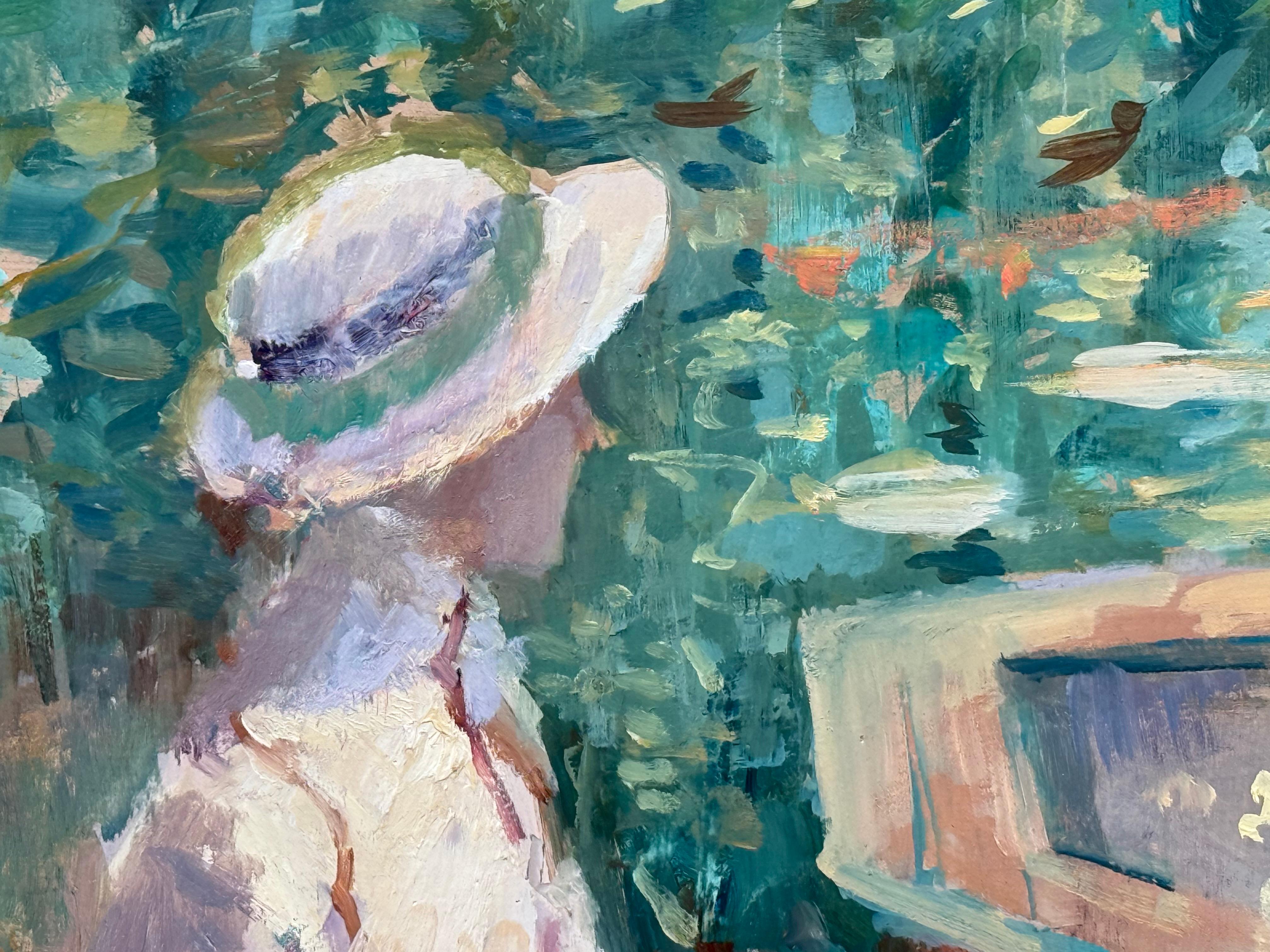 “Hidden Comfort” - Gray Figurative Painting by Donald Roy Purdy
