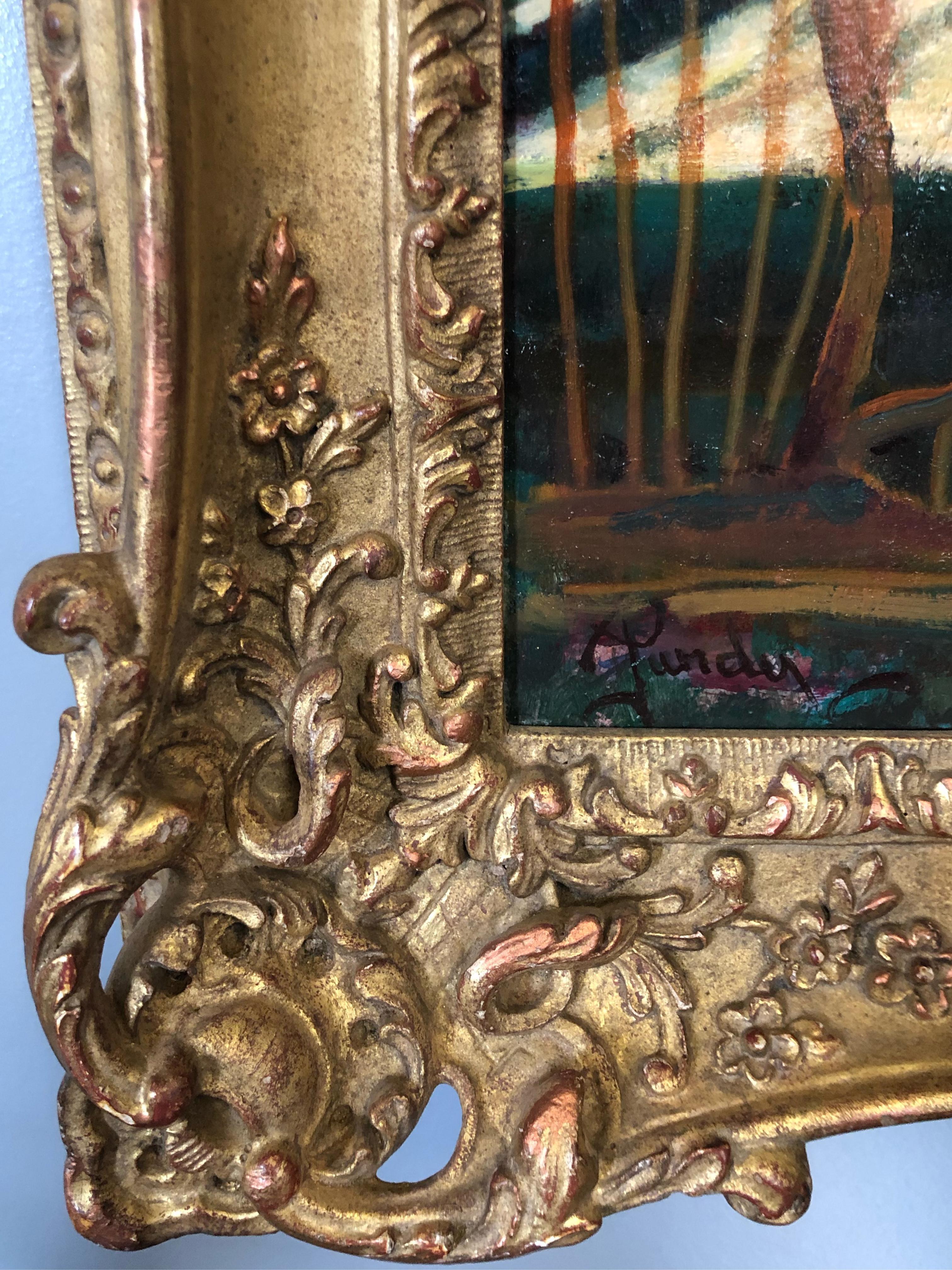 L'ora d'ozio, paesaggio figurativo impressionista del giardino in vendita 2