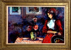 Lady in Red, Framed Oil Painting by Donald Roy Purdy