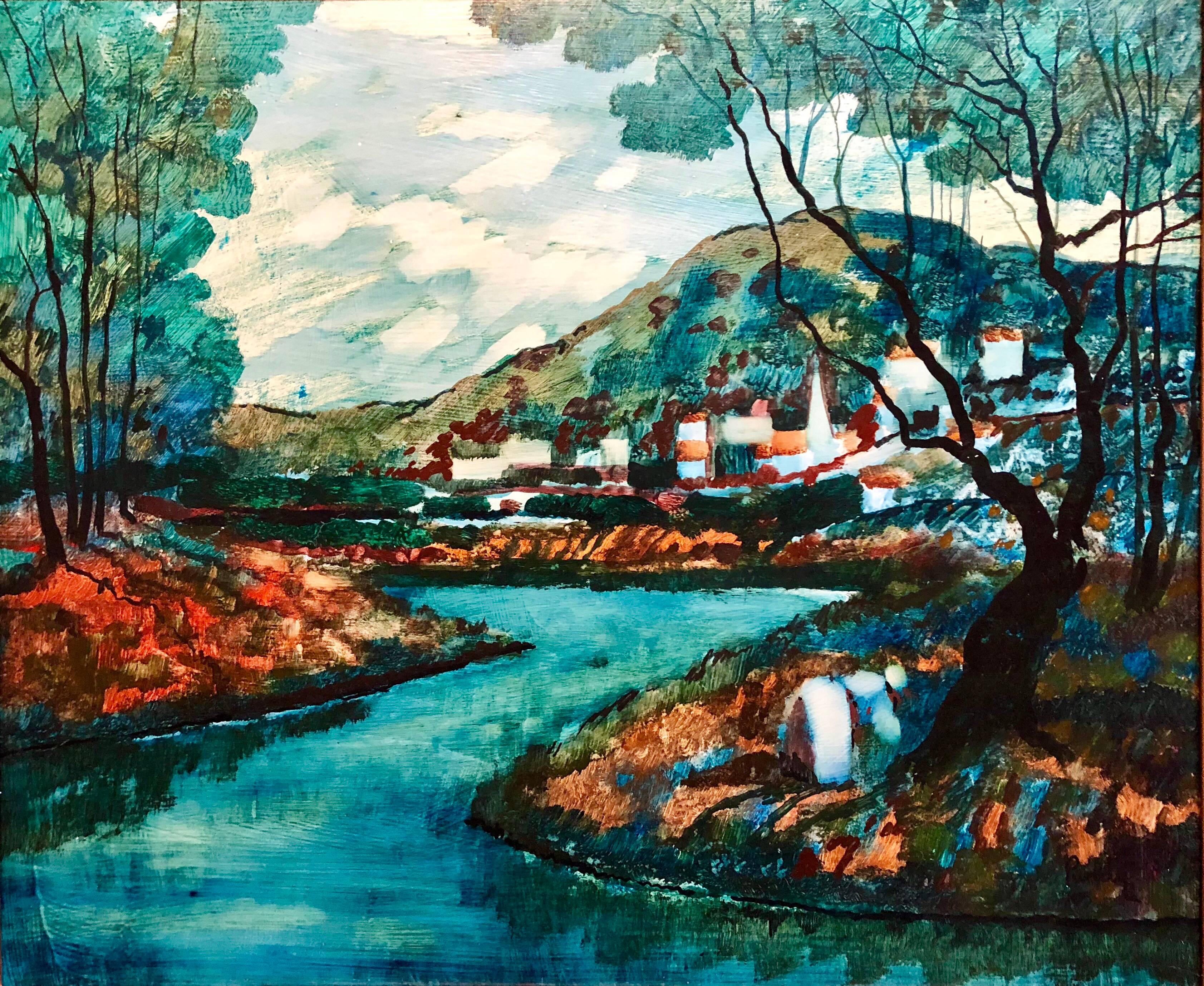 Modernistische Landschaft, Ölgemälde (Fauvismus), Painting, von Donald Roy Purdy