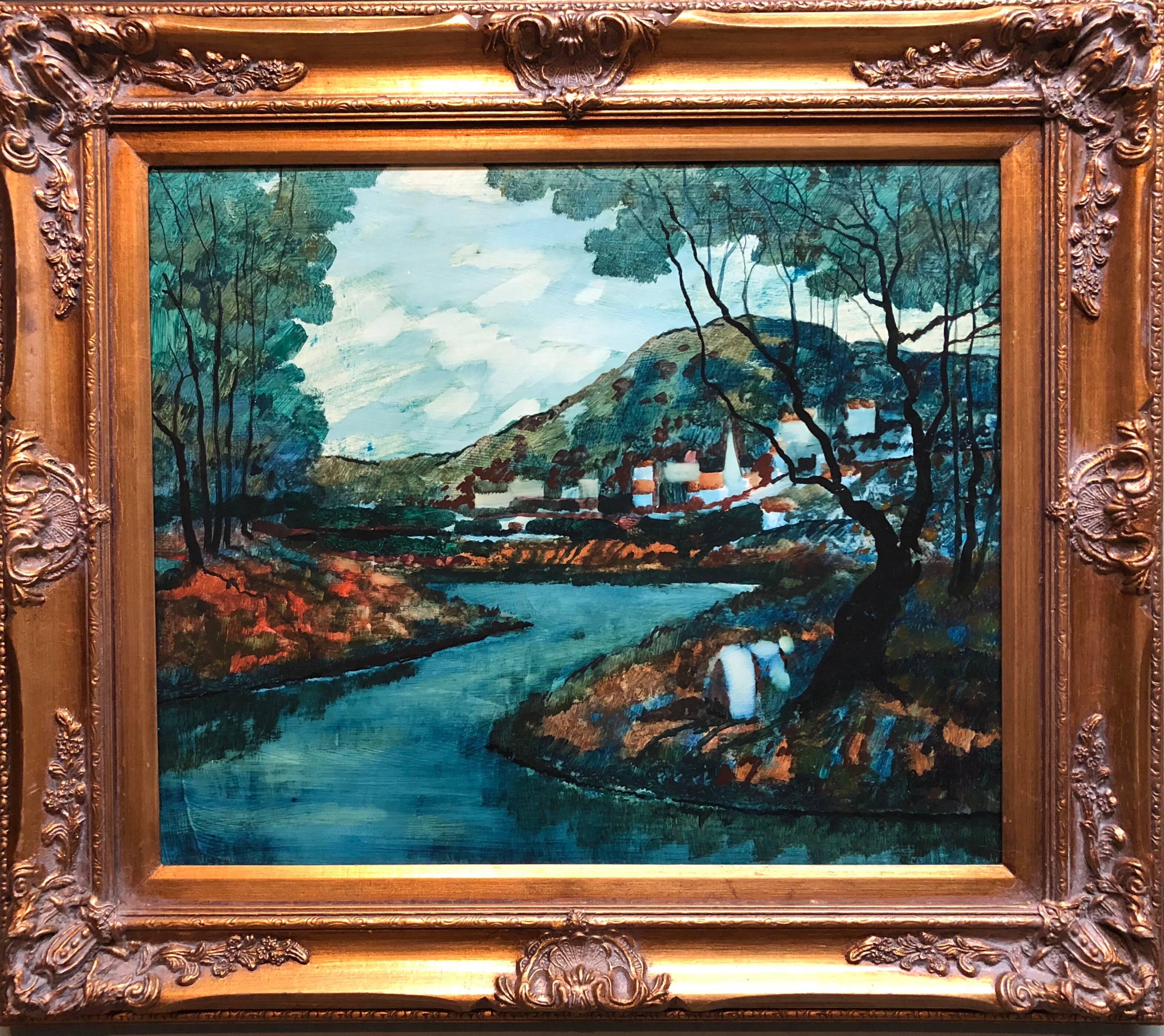 Donald Roy Purdy Landscape Painting - Modernist Landscape Oil Painting