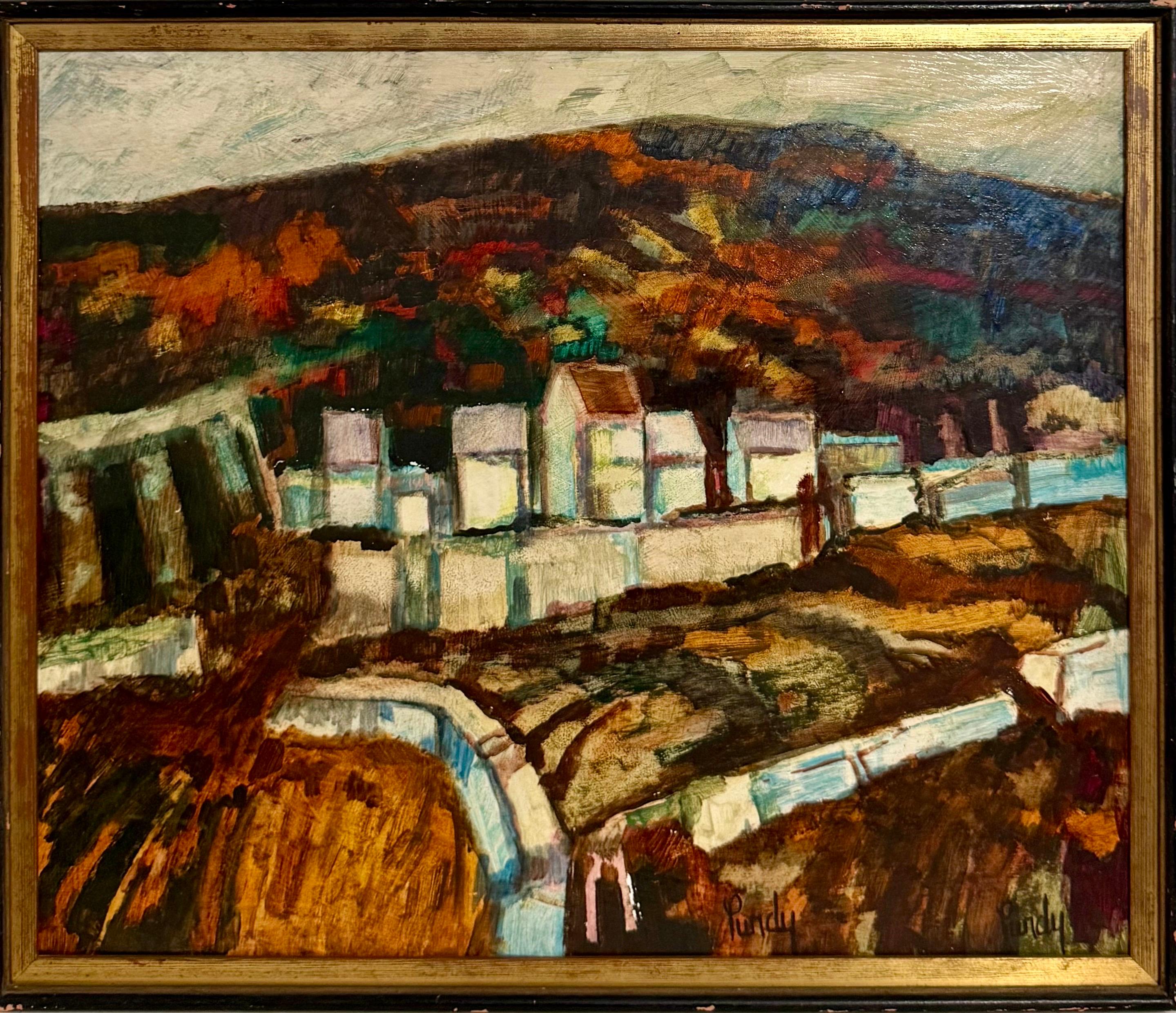 Donald Roy Purdy (1925 - 2016 Ct.).
Framed oil on board 
'Belgian Village'
Hand signed lower right, (signed twice) labeled verso.

Genre: Modern
Subject: Landscape 
Medium: Oil
Surface: Board
Country: United States
 
Dimensions: 19.5" x 23.5"