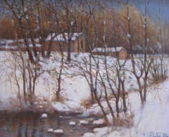 Quadro impressionista sulla neve del New England
