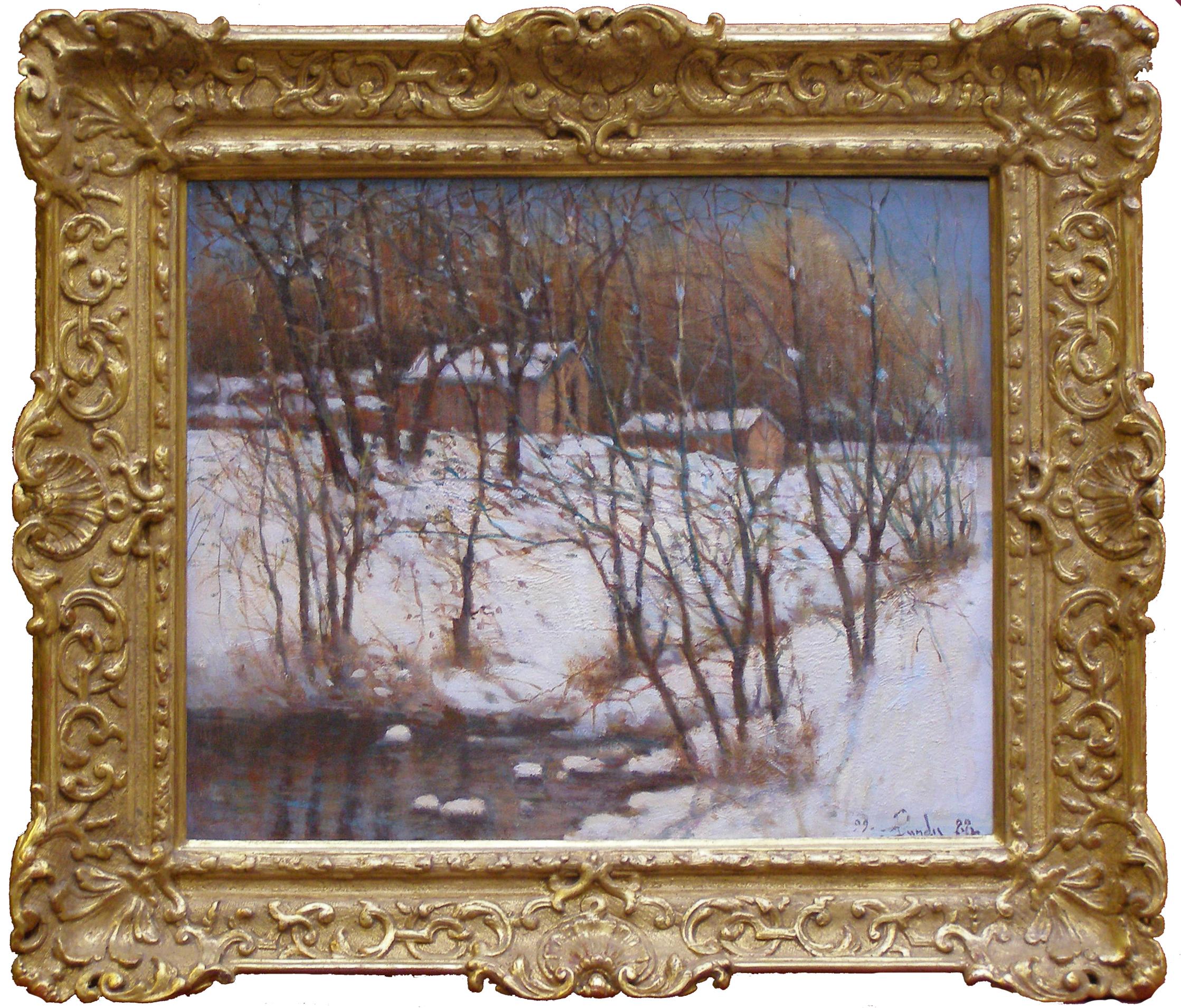 Donald Roy Purdy Landscape Painting - New England Snow Impressionist painting