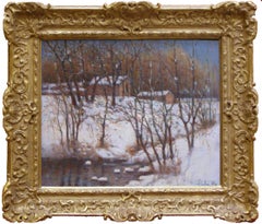 Vintage New England Snow Impressionist painting