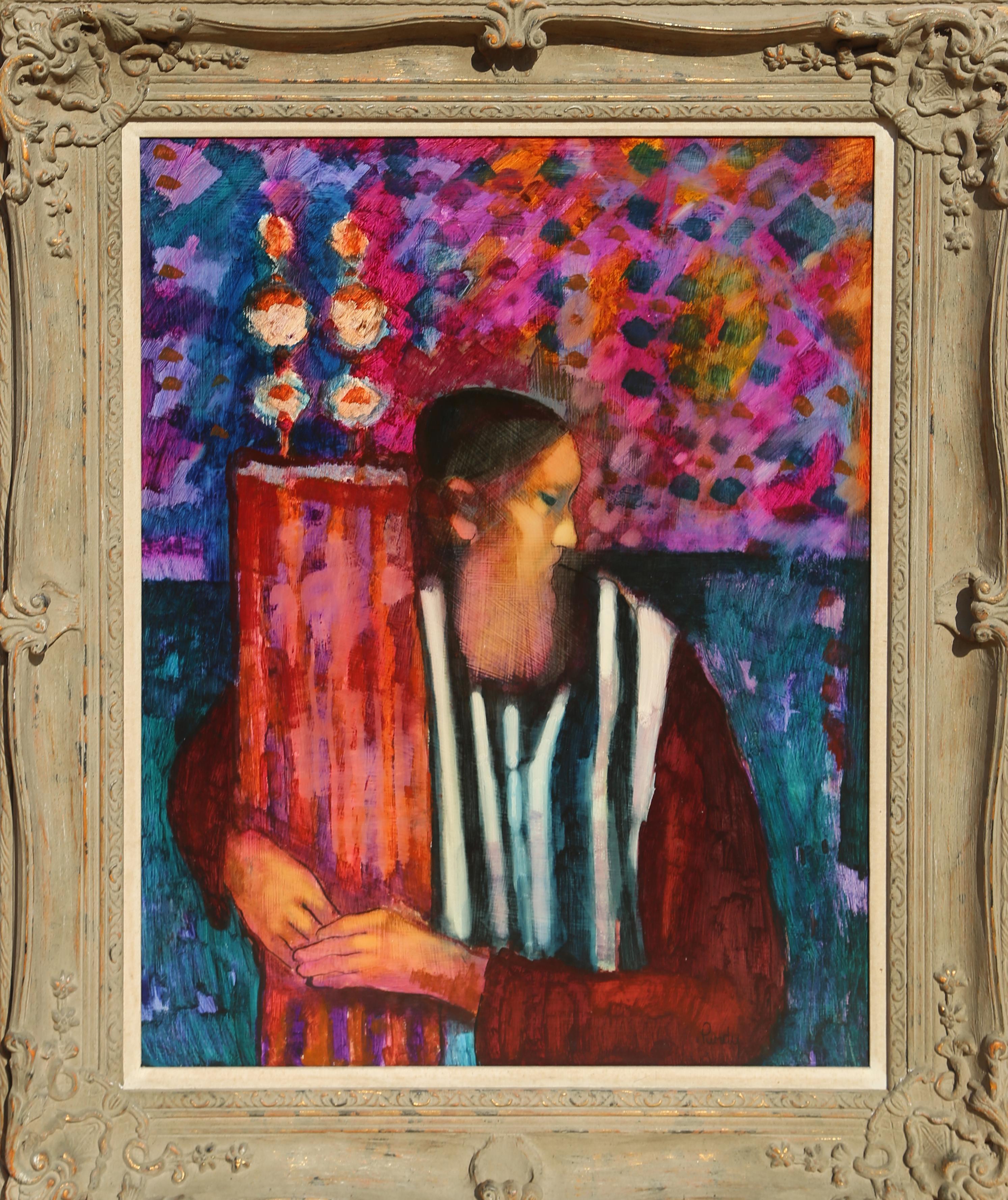Artiste : Donald Roy Purdy, américain (1924 - )
Titre : Rabbin avec Torah
Année : vers 1970
Médium : Huile sur Masonite, signé à gauche.
Taille : 30 x 22,5 in. (76,2 x 57,15 cm)
Taille du cadre : 38 x 31 pouces
