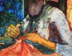 Rabbi 3, 1970s Framed Modern Oil Painting by Donald Roy Purdy