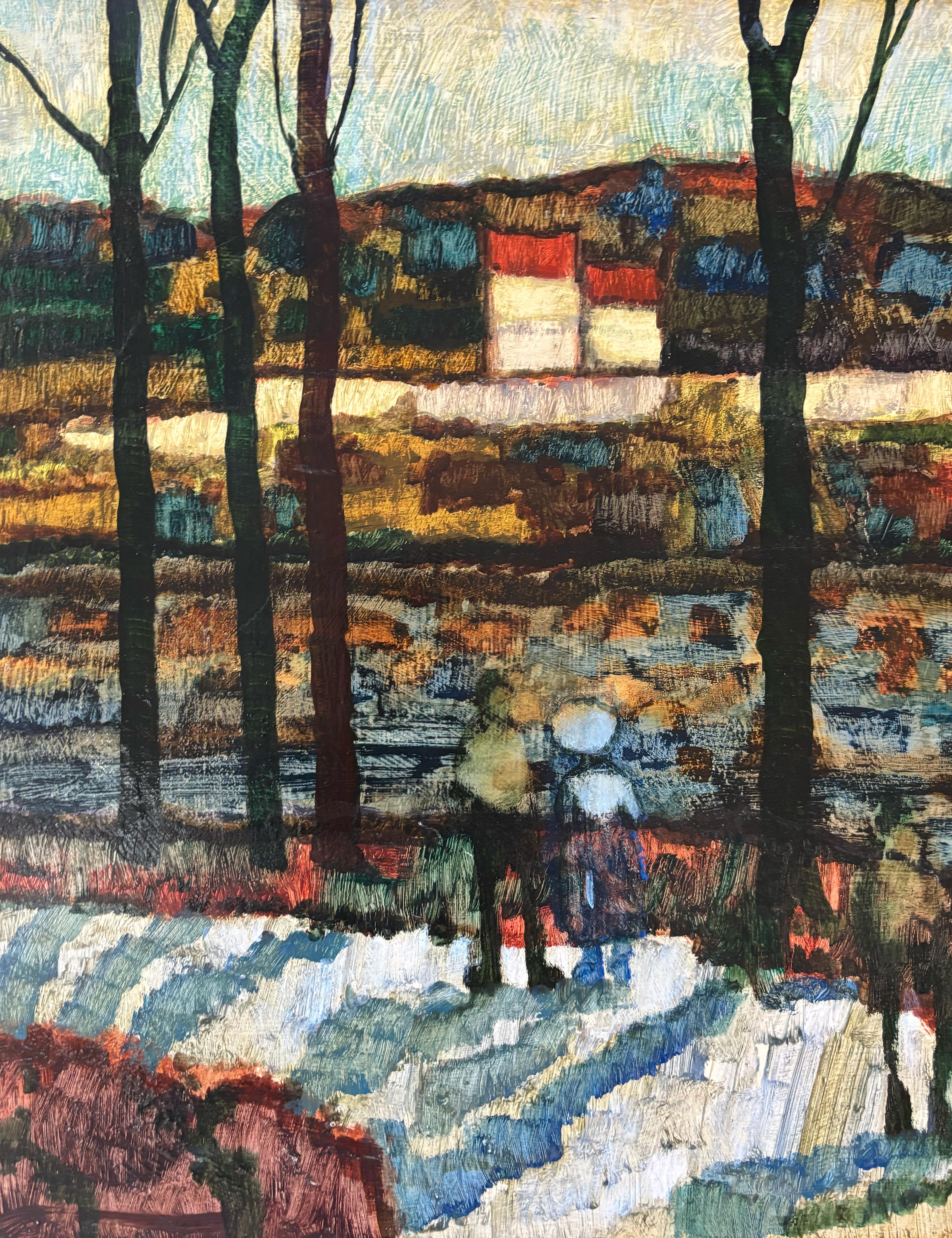 Sabato mattina, Vela - Landscape Painting Nero di Donald Roy Purdy