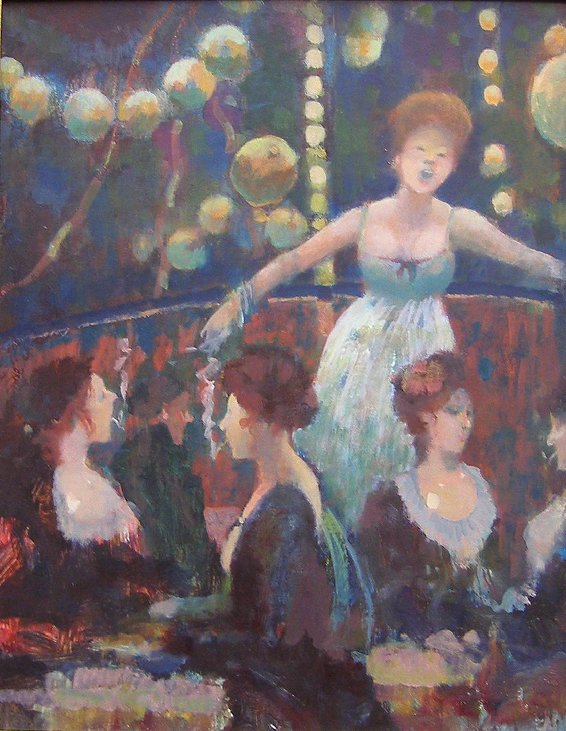 Singer at the Club, Cafe - Painting by Donald Roy Purdy