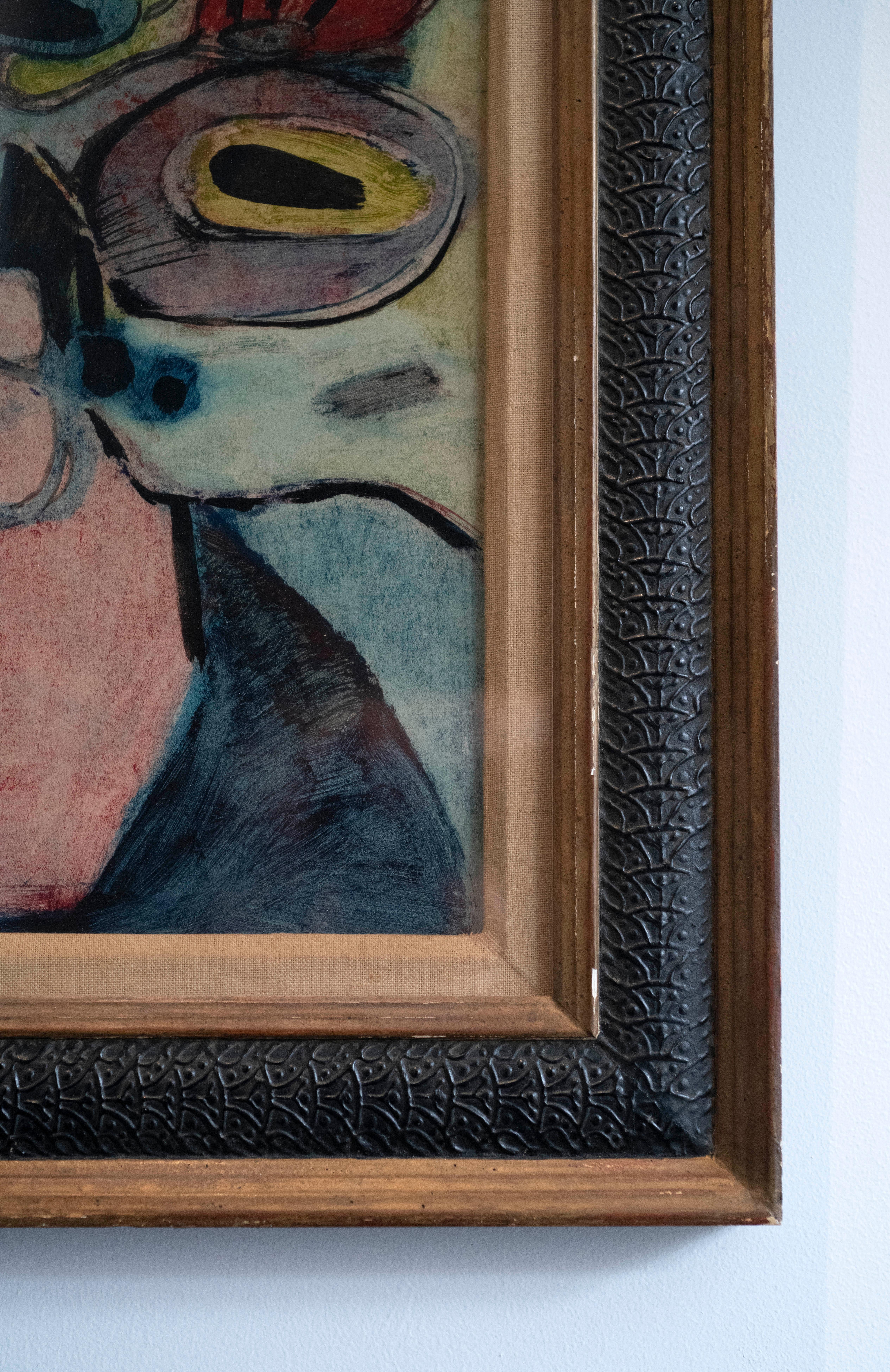 Abstract portrait with antique frame, 1950s/60s For Sale 1