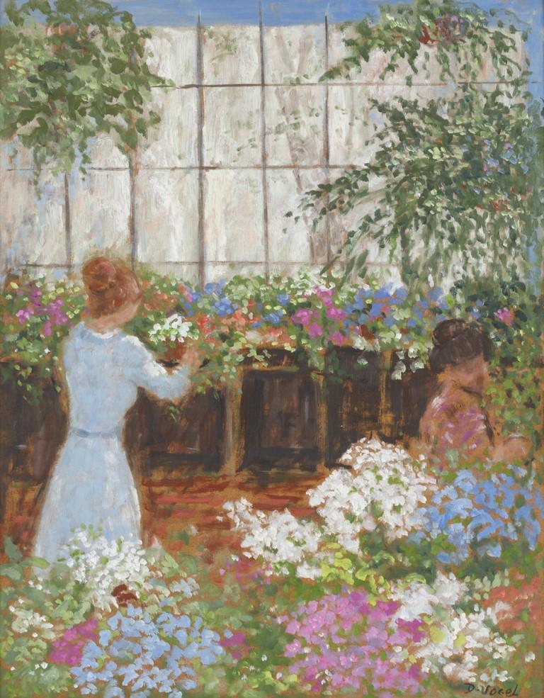 Donald S. Vogel Figurative Painting - Greenhouse Afternoon
