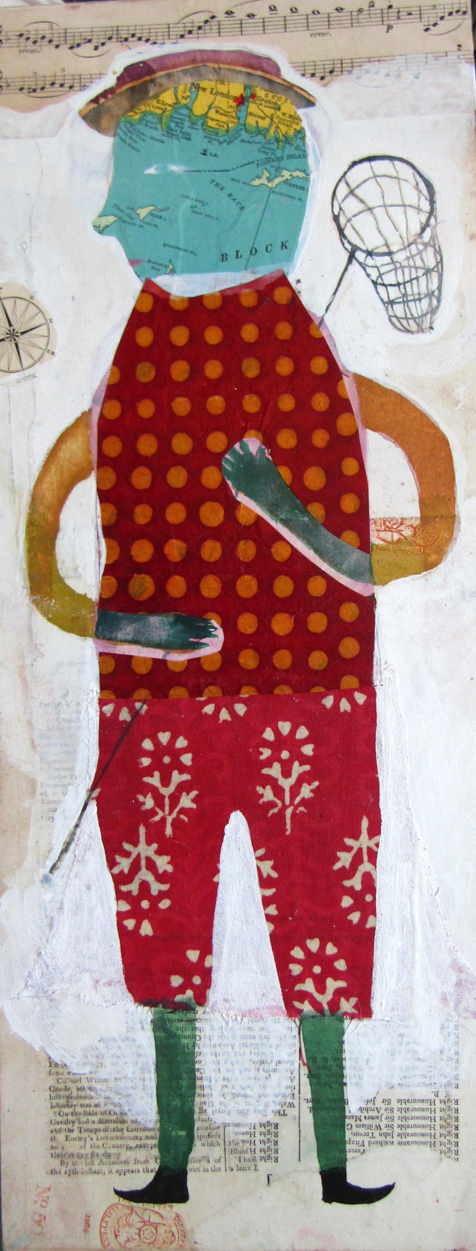 Man in Pursuit of a Melody (Un homme à la recherche d'un Melody) - Mixed Media Art de Donald Saaf