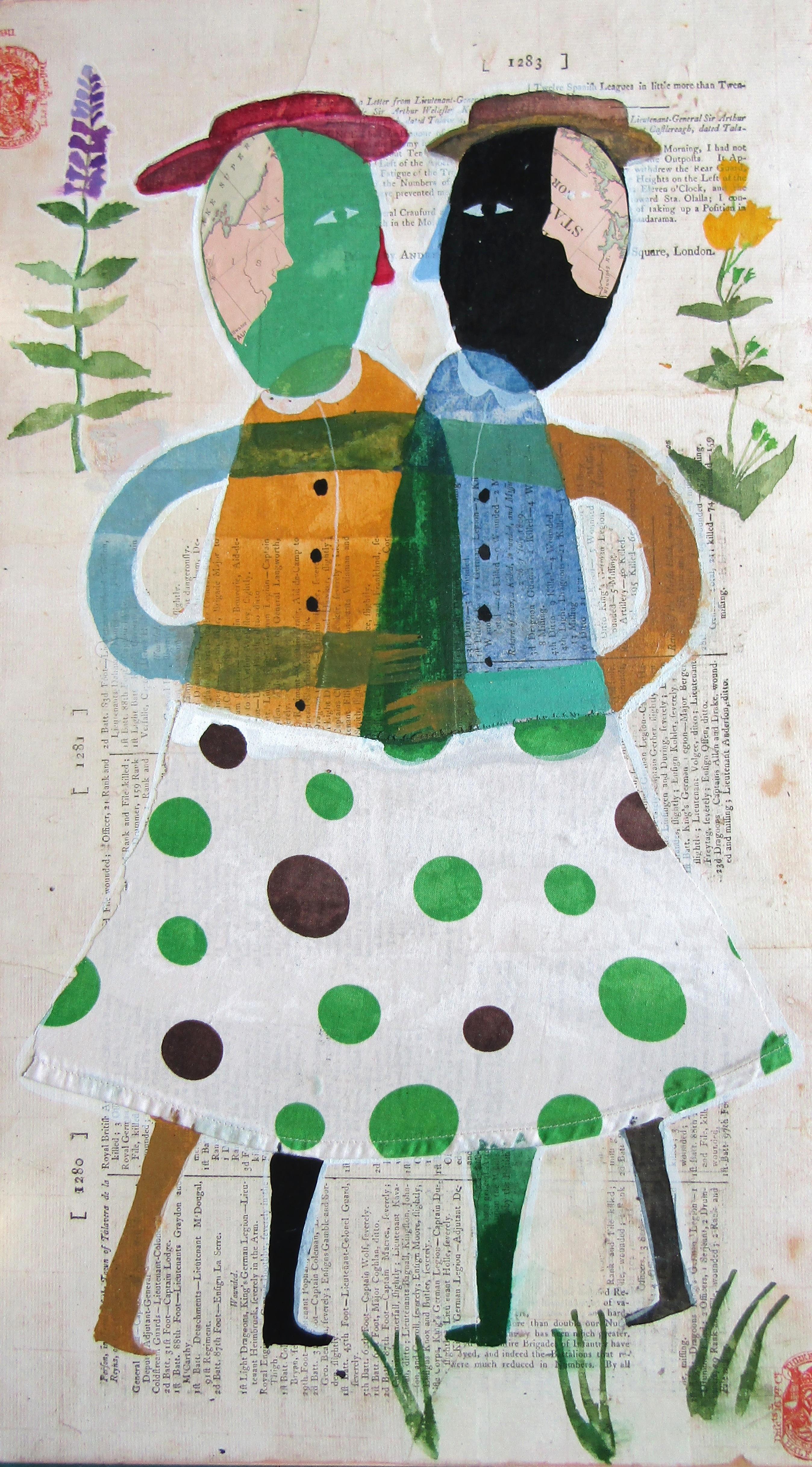 Two People in a Polka Dot Dress - Mixed Media Art by Donald Saaf