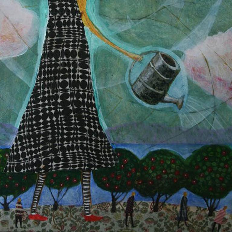 techniques mixtes et textile sur toile