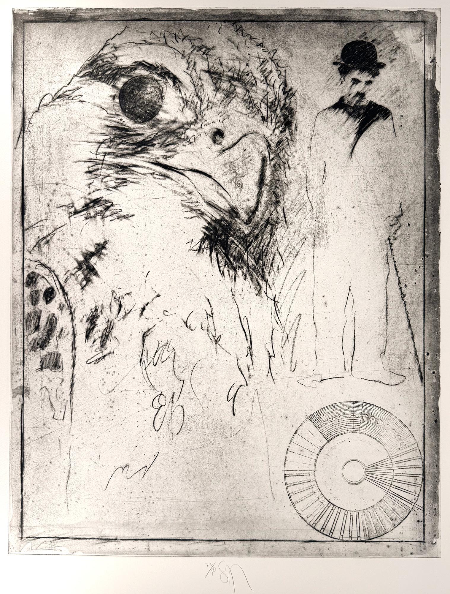 Donald Saff Animal Print - Chaplin and Red Tailed Hawk