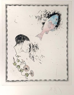 Head of a Man, Fish and Morning Glory