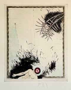 Large Donald Saff Surrealist Pop Art Aquatint Etching Action Figure Gearhead