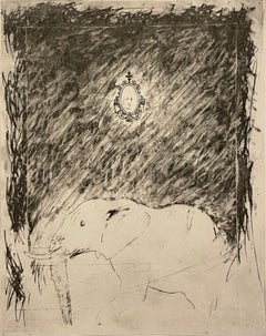 Large Donald Saff Surrealist Pop Art Aquatint Etching African Elephant