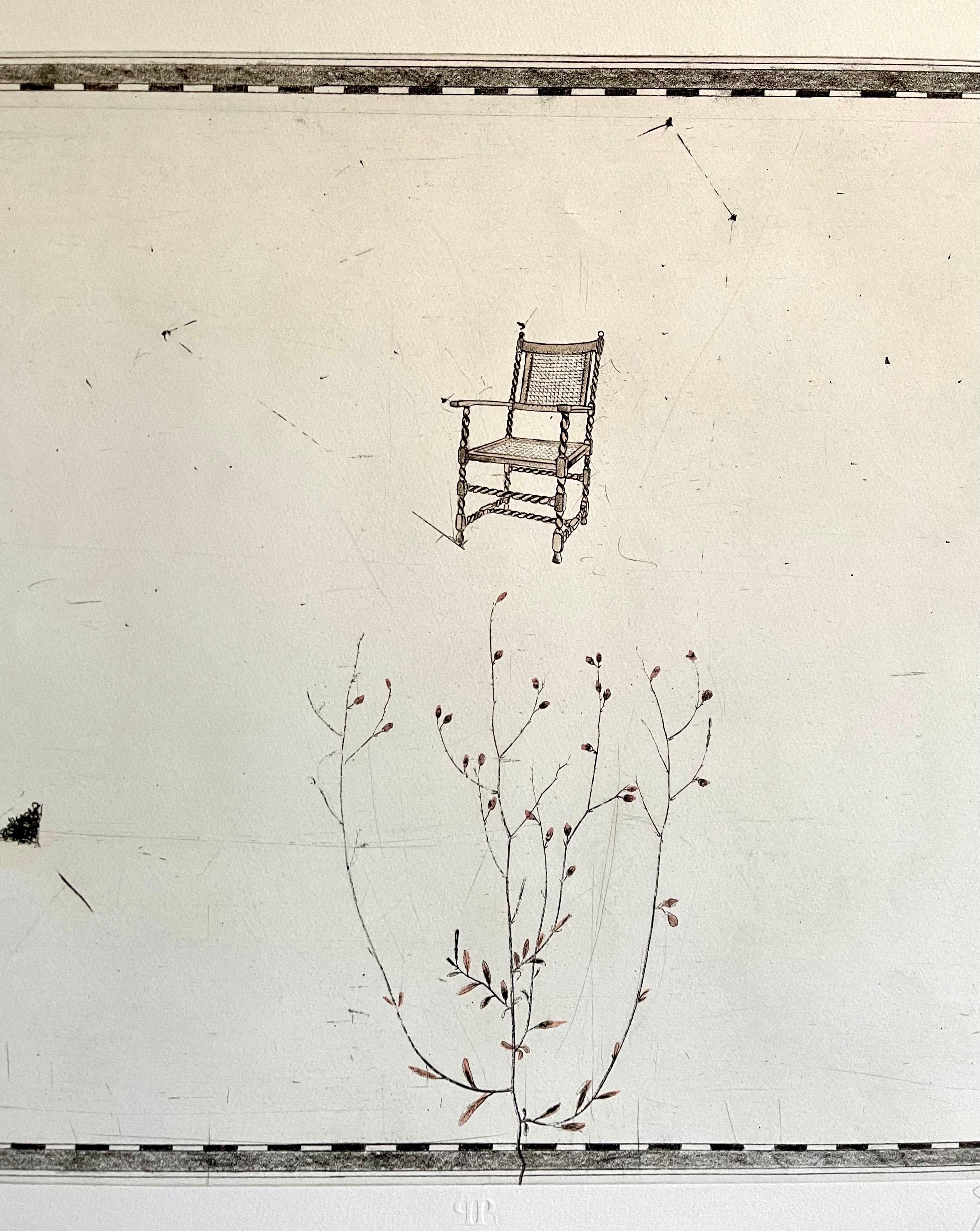 Large Donald Saff Surrealist Pop Art Aquatint Etching Chair, Tree & Nude 4