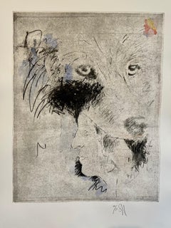 Large Donald Saff Surrealist Pop Art Aquatint Etching Wolf, Man