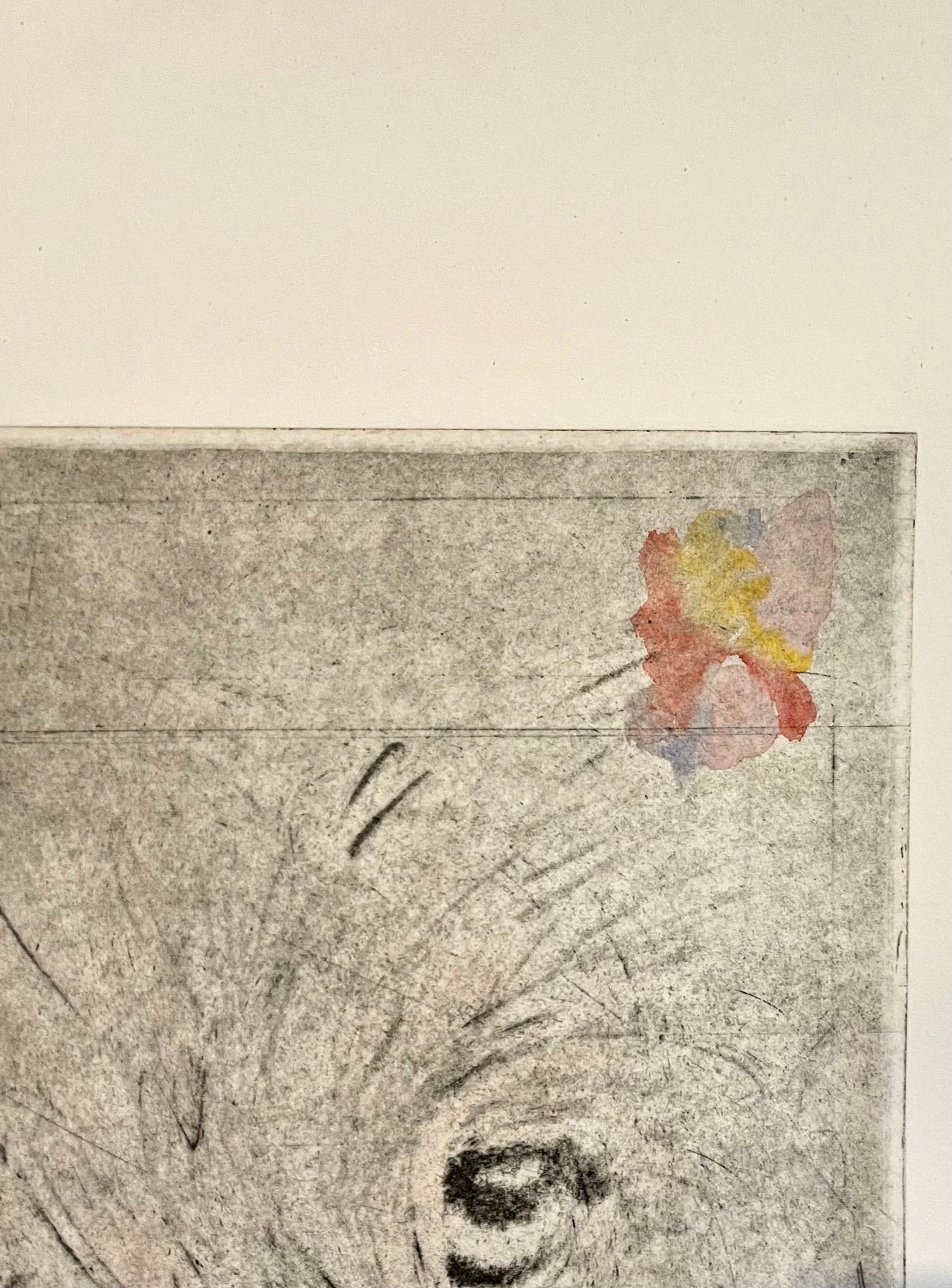 Grande acquatinta surrealista di Donald Saff Art Wolfe, Uomo in vendita 3