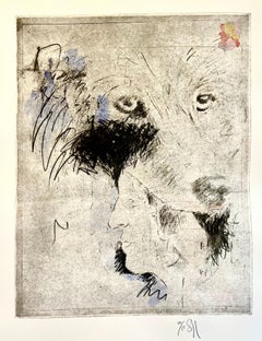 Large Donald Saff Surrealist Pop Art Aquatint Etching Wolf, Man
