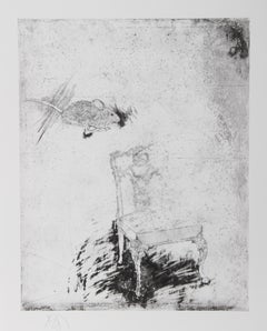 Vintage Mouse and Chair, Etching by Donald Saff