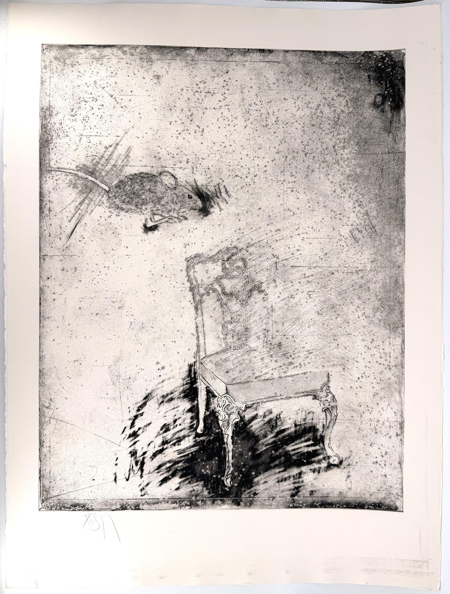 Maus und Stuhl – Print von Donald Saff
